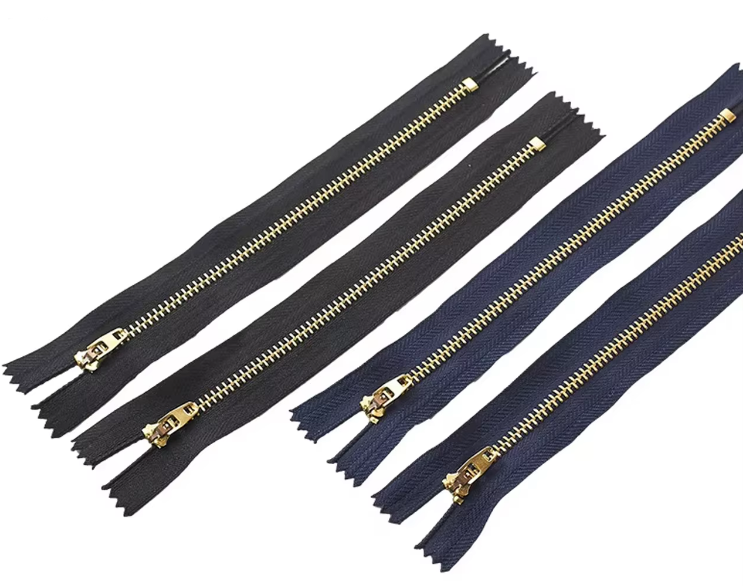 Self-Locking Zipper 3# 5# 8# Brass metal Closure Zipper Metal Material