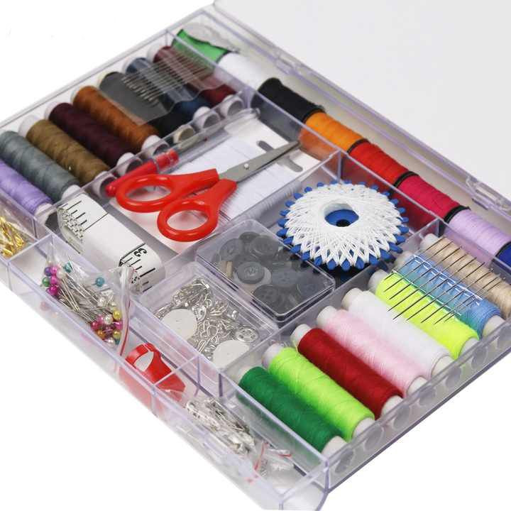 Complete thread stitching plastic all in one professional wholesale hotel travel sewing kit with thimble scissors thread