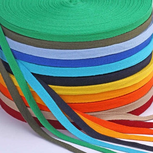 10mm Organic Cotton Herringbone Ribbon Black Twill Herringbone Tape Home Textile Garment Accessory