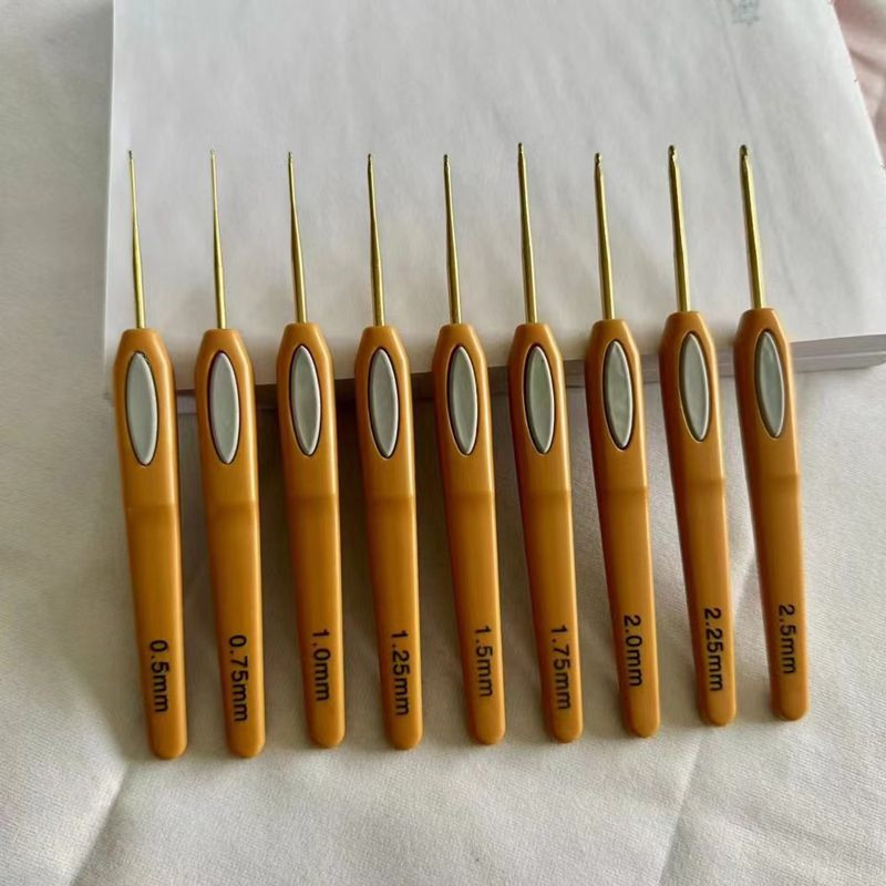 Knitting Tool ABS Plastic Handle Sweater Needle 17pcs Set Brown Soft Leather Aluminum Crochet Hooks