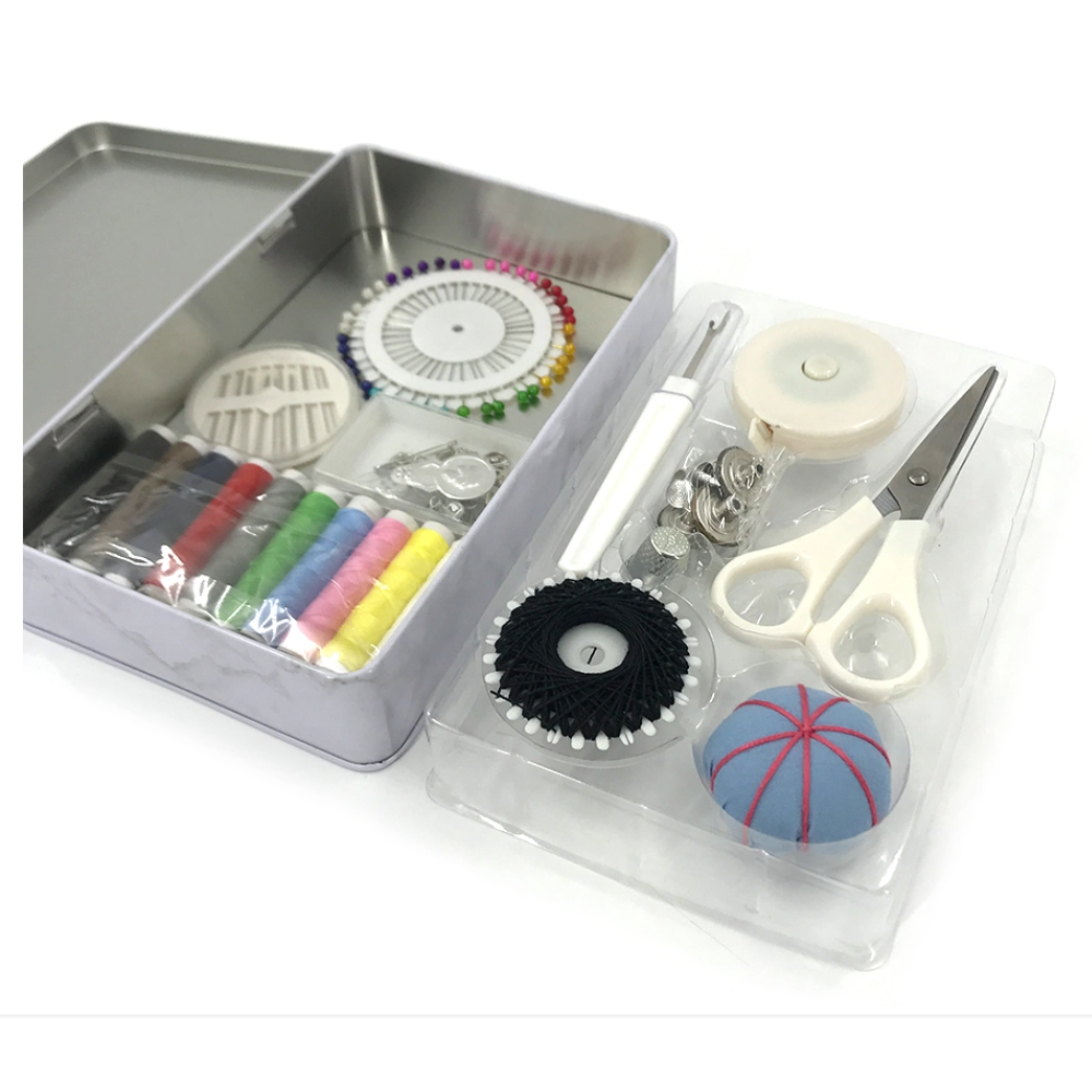 Sewing Kits in Metal Tin Box for Home Travel Sewing Accessories with Sewing Tools