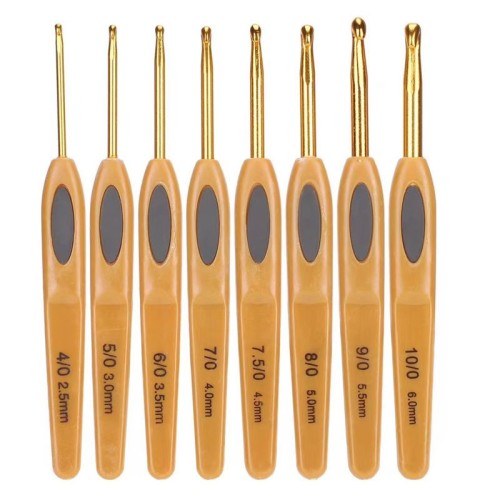 Knitting Tool ABS Plastic Handle Sweater Needle 17pcs Set Brown Soft Leather Aluminum Crochet Hooks